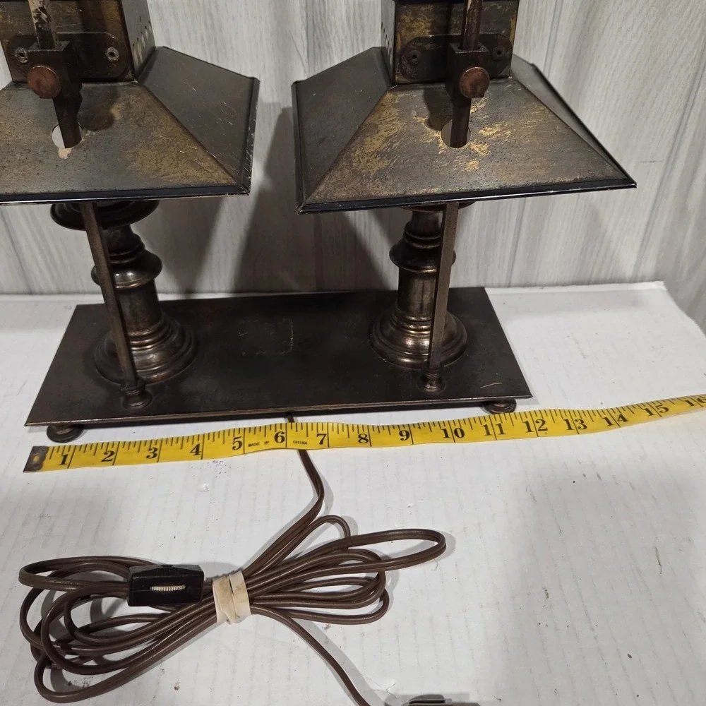 French Bouillotte XVI Tole Desk Table Lamp Mid Century Hand Painted 20
